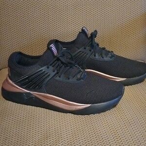 Women's size 9.5 black and rose gold Puma pacer